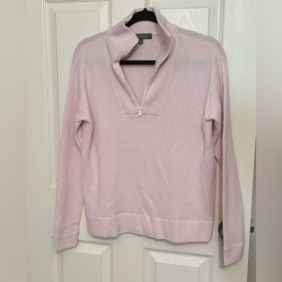 Title Nine | Pink 1/4 Zip Extrafine Merino Wool Blend Sweater Women’s Sz M - Picture 1 of 8
